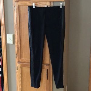 Bebe black leather side detail leggings